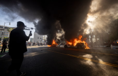 Driverless Waymo taxis were set on fire in Los Angeles on June 8 during anti-ICE demonstrations. (Video: Reuters)