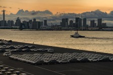 New Subaru vehicles bound for shipment at a port in Yokohama, Japan, last week. PHOTO: TORU HANAI/BLOOMBERG NEWS