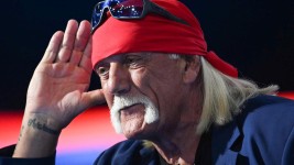 Hulk Hogan speaks during the last day of the 2024 Republican National Convention at the Fiserv Forum in Milwaukee, Wisconsin, on July 18, 2024. (Photo by Jim WATSON / AFP)