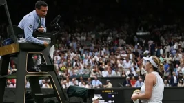 Getty Images / Umpire Nico Helwerth opted to replay a point when a 'human error' led to the line-calling technology being deactivated