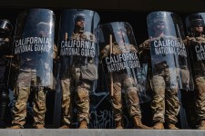 National Guardsmen stand outside of the Edward Roybal Federal Building in downtown Los Angeles, California on June 9, 2025. Jim Vondruska/Getty Images/File