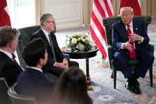British Prime Minister Keir Starmer and President Donald Trump meet for bilateral talks in Turnberry, Scotland, on Monday, July 28. Andrew Harnik/Getty Images