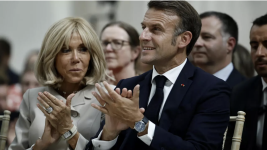 France's President Emmanuel Macron and his wife Brigitte Macron photographed at The British Museum in London, on July 9, 2025. © Benjamin Cremel, AP