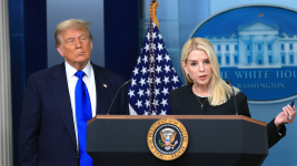 Attorney General Pam Bondi speaks alongside President Donald Trump on recent Supreme Court rulings in the briefing room at the White House on June 27, 2025 in Washington, D.C. (Joe Raedle/Getty Images)