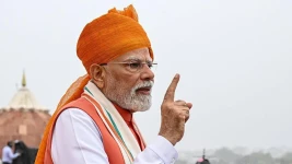 Bloomberg via Getty Images Modi has urged small shop owners and businesses to put up "Made in India" boards outside their stores