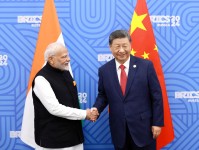 Narendra Modi et Xi Jinping au sommet des Brics, à Kazan (Russie), en octobre 2024 (photo d’illustration). PHOTO CHINA DAILY/REUTERS