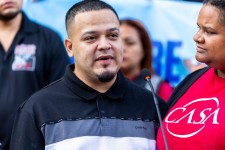 Kilmar Abrego Garcia speaks at a rally prior to his check in at the ICE Baltimore Field Office following a rally, in Baltimore Maryland, August 25, 2025. Shawn Thew/EPA/Shutterstock