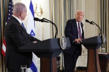 President Donald Trump and Israeli Prime Minister Benjamin Netanyahu speak at a press conference at the White House. Getty Images