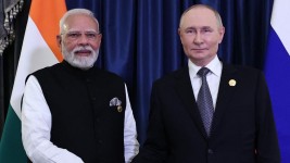 Russia's President Vladimir Putin and Indian Prime Minister Narendra Modi. Picture: Alexander KAZAKOV / POOL / AFP