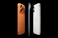 The very orange iPhone 17 Pro, the iPhone Air and the iPhone 17. PHOTO: APPLE