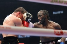 Terence Crawford (R) lands a right on Canelo Alvarez in their undisputed super middleweight title fight at Allegiant Stadium on September 13, 2025 in Las Vegas, Nevada. Steve Marcus / Getty Images