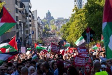 A rally in Brussels this month in support of Palestinians. European efforts to punish the Israeli government for its actions in Gaza have stalled amid opposition, notably from Germany.Credit...Marius Burgelman/Belga, via Agence France-Presse