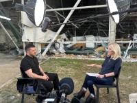 Ukrainian President Volodymyr Zelensky speaks with Martha Raddatz of ABC News. ABC News