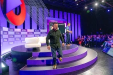 Jimmy Kimmel leaves the stage during the Bloomberg Screentime in Los Angeles.Photographer: Kyle Grillot/Bloomberg