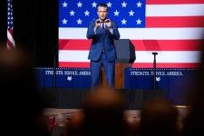 Defense Secretary Pete Hegseth addressing senior military leaders this week.    Photo: andrew harnik/Reuters