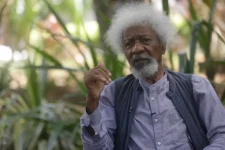 Nobel Prize laureate Wole Soyinka speaks to The Associated Press during an interview at freedom park in Lagos, Nigeria, in 2021.  Sunday Alamba/AP