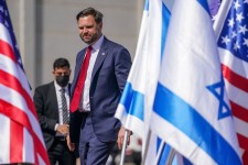Vice President JD Vance arrives in Lod, Israel, on Tuesday.  Nathan Howard/Pool/Reuters