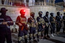 Syrian security forces in Idlib, Syria, on July 16, 2025. OMAR ALBAW / MIDDLE EAST IMAGES VIA AFP