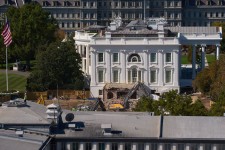 Work continues on the largely demolished part of the East Wing of the White House, on Thursday, October 23, 2025.  Jacquelyn Martin/AP