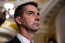 Lead Art: Sen. Tom Cotton (R-Ark.) looks on during a press conference at the U.S. Capitol on the 15th day of a government shutdown, Oct. 15, 2025. | Francis Chung/POLITICO
