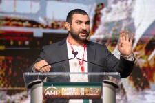 Sami Hamdi,the Editor-in-Chief of the International Interest during the speech at 17th Annual Convention for Palestine, in Illinois on November 30, 2024. Jacek Boczarski/Anadolu/Getty Images