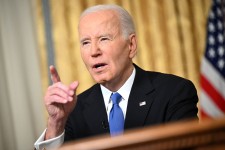 President Joe Biden delivers his farewell address to the nation from the Oval Office of the White House, on January 15, 2025. Mandel Ngan/Pool/AFP/Getty Images/File