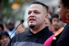 Kilmar Abrego Garcia speaks during a rally and prayer vigil for him before he enters a U.S. Immigration and Customs Enforcement (ICE) field office on August 25, 2025 in Baltimore, Maryland. Andrew Harnik/Getty Images