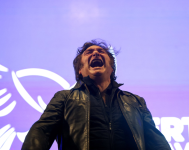 Javier Milei at a La Libertad Avanza party closing rally ahead of Sunday’s midterm elections. Photograph: Cristina Sille/Reuters