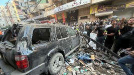 L’attaque israélienne dans le quartier de Haret Hreik, dans la banlieue sud de Beyrouth, a fait 5 morts et 28 blessés, selon le ministère libanais de la Santé.  Photo : Getty Images / IBRAHIM AMRO