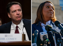 James B. Comey, a former director of the F.B.I., and Attorney General Letitia James of New York.
