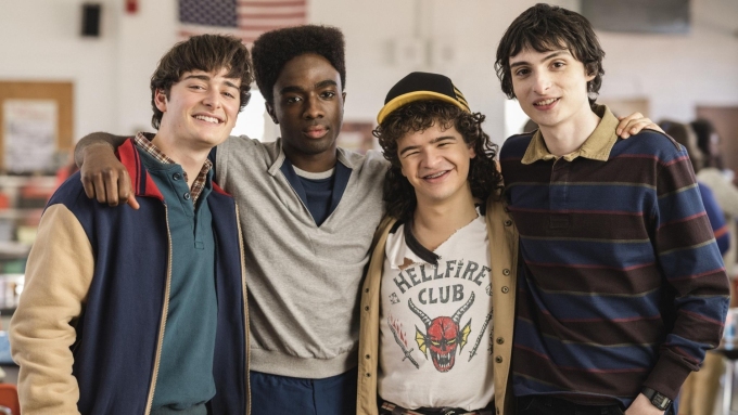 Les acteurs Noah Schnapp, Caleb McLaughlin, Gaten Matarazzo et Finn Wolfhard (de g. à dr.) sont de retour dans la cinquième saison de « Stranger Things ».  Photo : atsushi nishijima/netflix © 2024 / Atsushi Nishijima