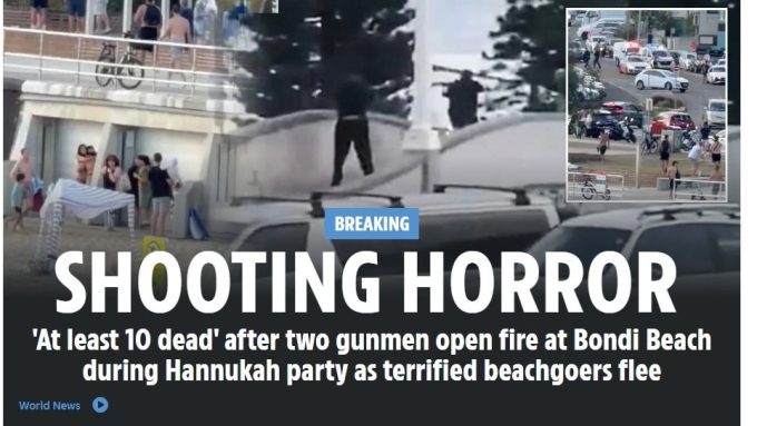 The Sun UK described the ‘shooting horror’. Picture: The Sun