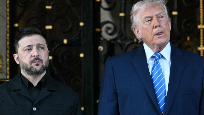 The two leaders taking questions. Picture: Jim Watson/AFP