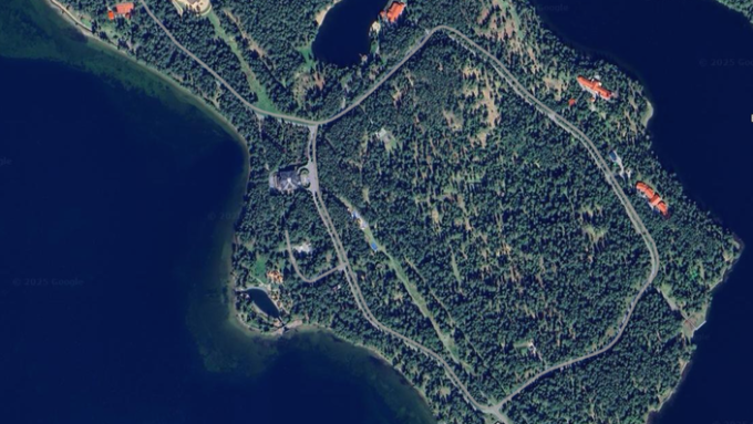 Une vue aérienne du terrain de la résidence présidentielle de Valdaï, dans la région de Novgorod. Capture d'écran Google Maps