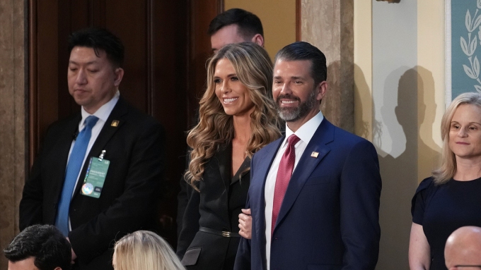 FILE PHOTO. Donald Trump Jr. and Bettina Anderson at US President Donald Trump's joint session of Congress on March 04, 2025. © Getty Images / Andrew Harnik