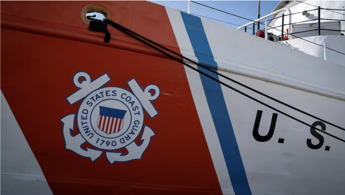 A U.S. Coast Guard vessel is shown in Miami on March 6. The coast guard has been involved in the seizure of two oil tankers off Venezuela since Dec. 10 and was pursuing another tanker on Sunday. (Marco Bello/Reuters)