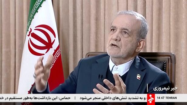 Massoud Pezeshkian a formulé ses menaces en persan sur le réseau social X. IRIB / REUTERS