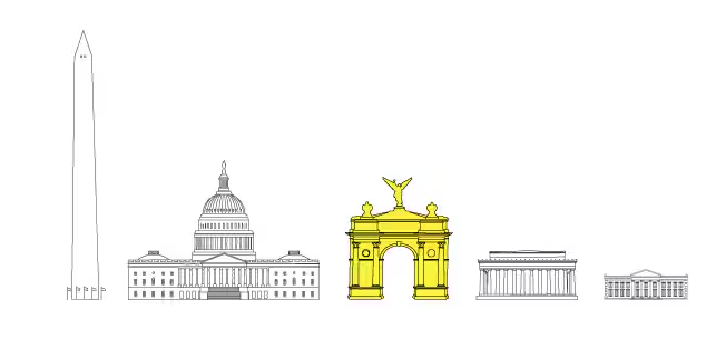 Trump wants to build a 250-foot-tall arch, dwarfing the Lincoln Memorial