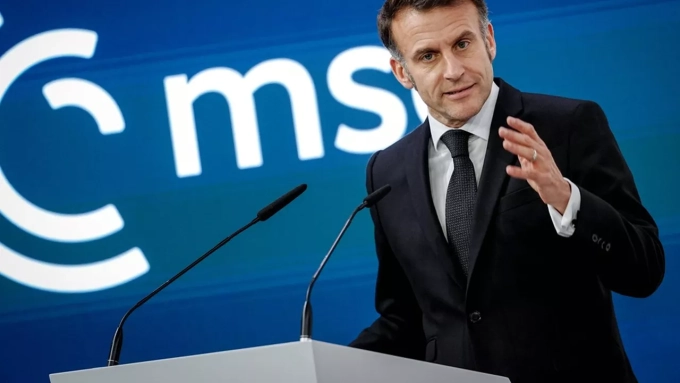 Le président français Emmanuel Macron lors de son discours à la Conférence de Munich sur la sécurité, en Bavière. (Photo Kay Nietfeld/Dpa/SIPA)