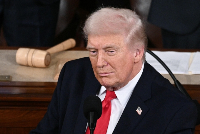 President Donald Trump delivers the State of the Union address in the House Chamber of the U.S. Capitol in Washington, D.C., on Tuesday. (Photo by Brendan SMIALOWSKI / AFP via Getty Images)