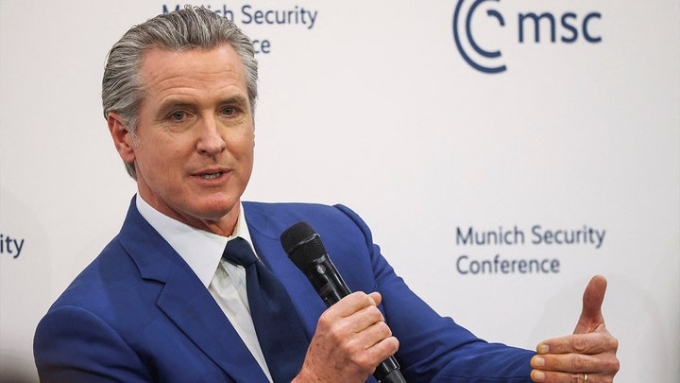 President Donald Trump’s remarks came after California Gov. Gavin Newsom stepped onto the global stage at the Munich Security Conference.  (Liesa Johannssen/Reuters)
