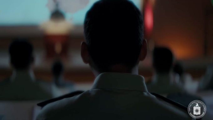 A screengrab from a CIA recruitment video, released on Feburary 12, 2026, appealing to Chinese military officers.  CIA