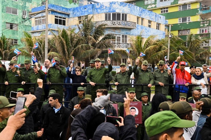 “Cuba does not kneel,” the country’s president, Miguel Díaz-Canel, center, told a state-run newspaper this month.Credit...Norlys Perez/Reuters