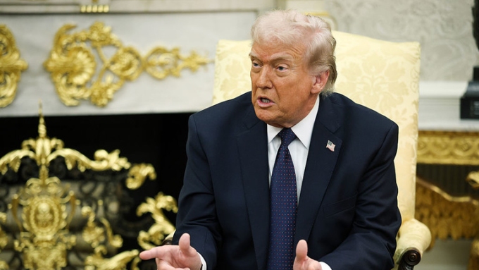 Donald Trump speaks at the White House in Washington DC, March 3, 2026 ©  Getty Images;  Win McNamee