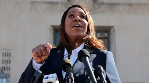 Reuters New York Attorney General Letitia James speaks to the media outside the U.S. District Court for the Eastern District of Virginia in Norfolk, Virginia, U.S., October 24, 2025.