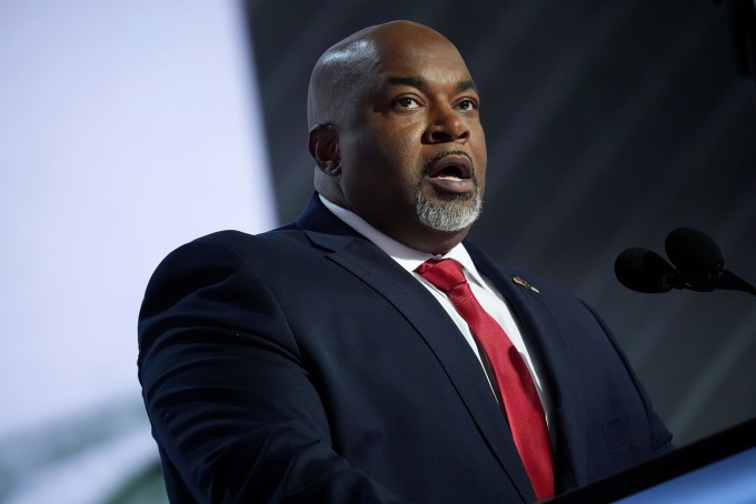 Mark Robinson, then-North Carolina Lt. Gov., speaks at the Republican National Convention, July 15, 2024 in Milwaukee, Wisconsin. Andrew Harnik/Getty Images