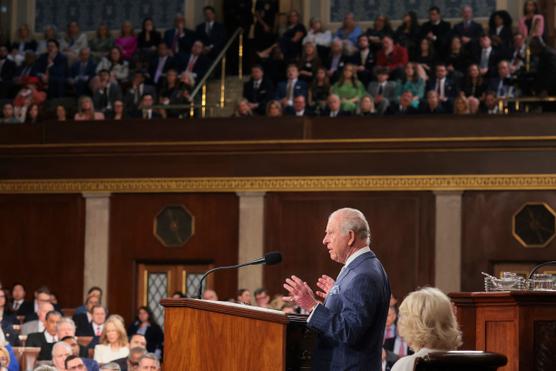 King Charles III before the US Congress, Washington, April 28, 2026. KYLIE COOPER/AFP