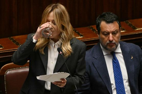 La première ministre italienne, Giorgia Meloni, à la Chambre des députés du Parlement italien, à Rome, le 9 avril 2026. ANDREAS SOLARO/AFP