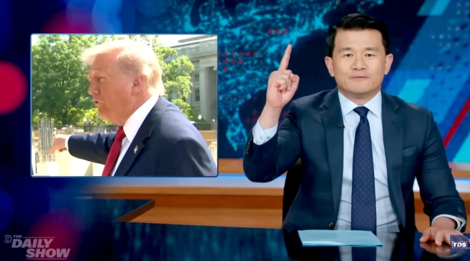 Chieng mocked Trump's "innovative" ballroom.YouTube/The Daily Show