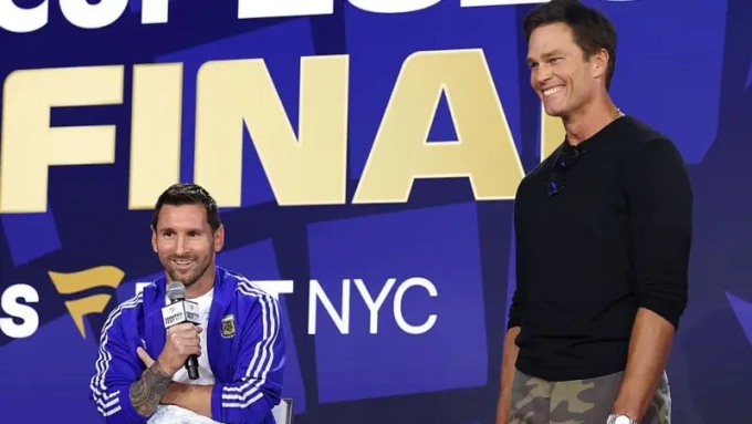 Getty Images / Lionel Messi appeared at the Fifa event on Friday night alongside former NFL legend and minority owner of Birmingham City Tom Brady